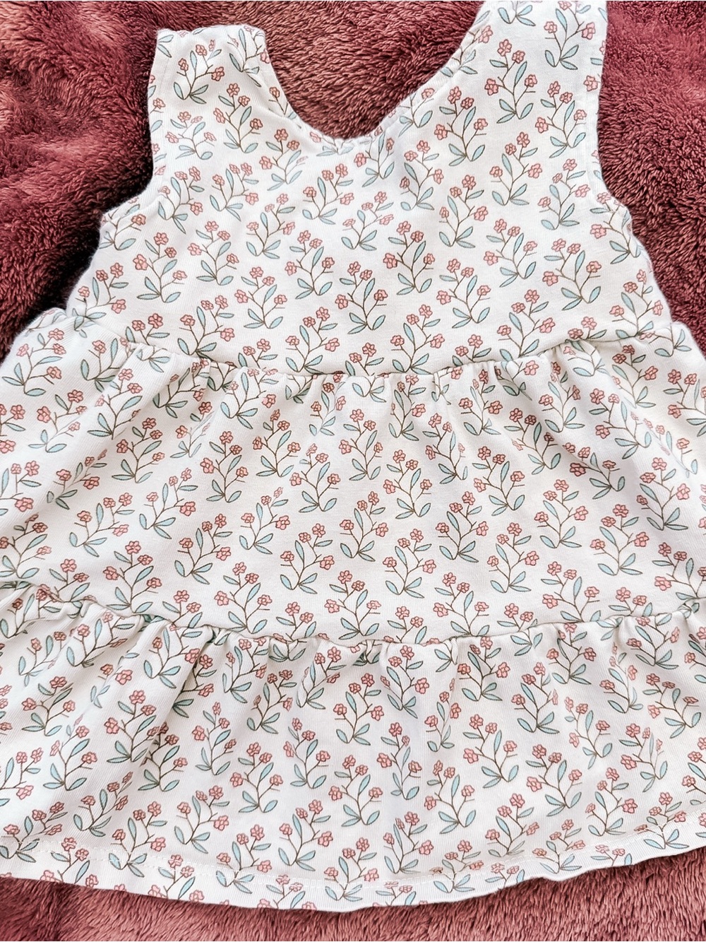 Floral Baby top in Cream with Pink & Green Print